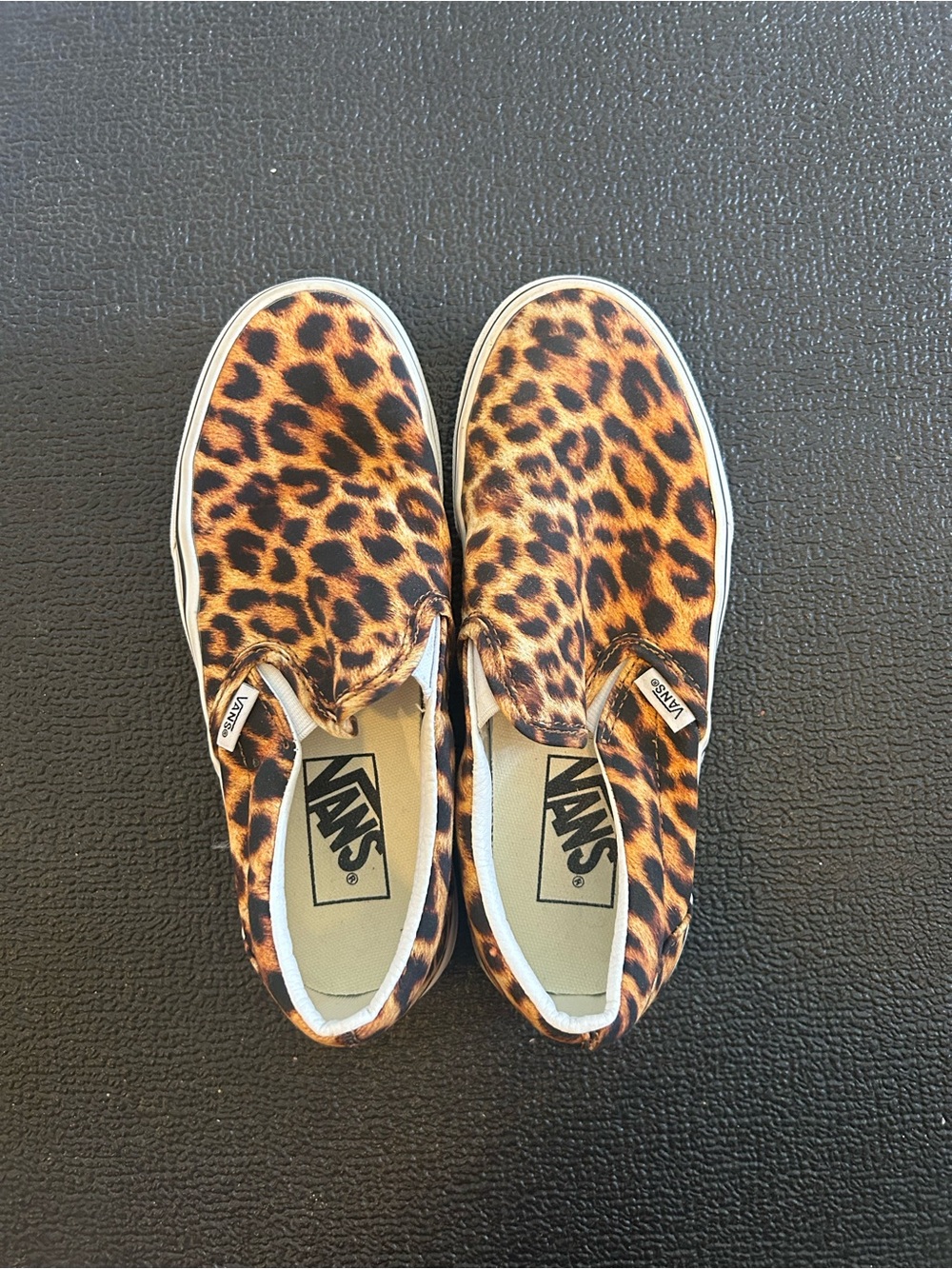 Vans Leopard Print Slip-On Sneakers - Brown/Black/White W/ org box